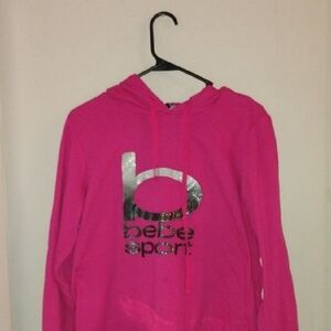 Bebe Sport Pink Hoodie with Silver Logo